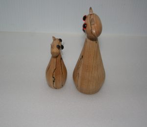 wooden cats in spalted beech