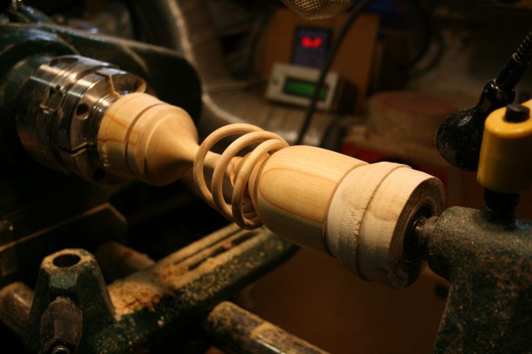 Goblet steady in use on woodturning lathe