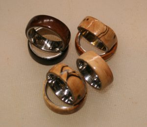 Wood rings turned on a wood lathe