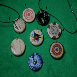 Painted wood pendants