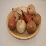 wood fruit with wood bowl