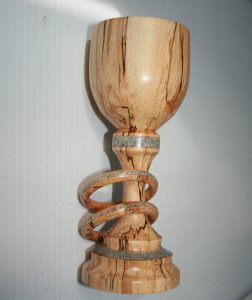 Goblet spalted beech abalone shell