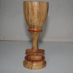 Goblet in spalted beech and coral gemstone