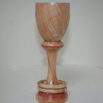 Goblet in beech with coral gemstone