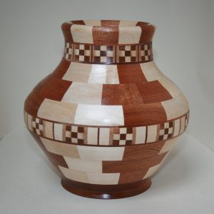 Vase in segmented sapele and sycamore