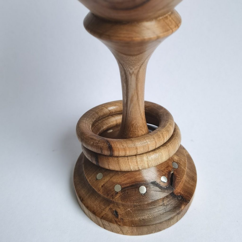 Elm goblet with silver inserts