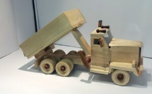 wood model of Mack tipper truck