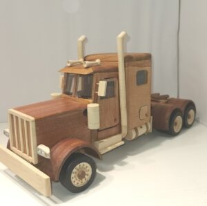 Wood model of Peterbilt truck
